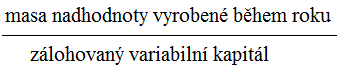 masa nadhodnoty vyroben� b�hem roku/z�lohovan� variabiln� kapit�l